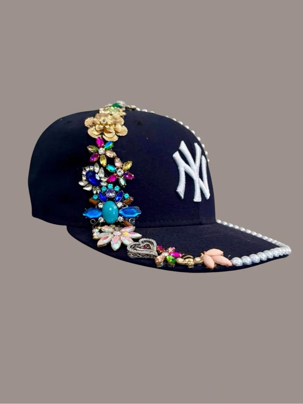 New Era Navy Pearl-Trim NY Embellished Baseball Cap